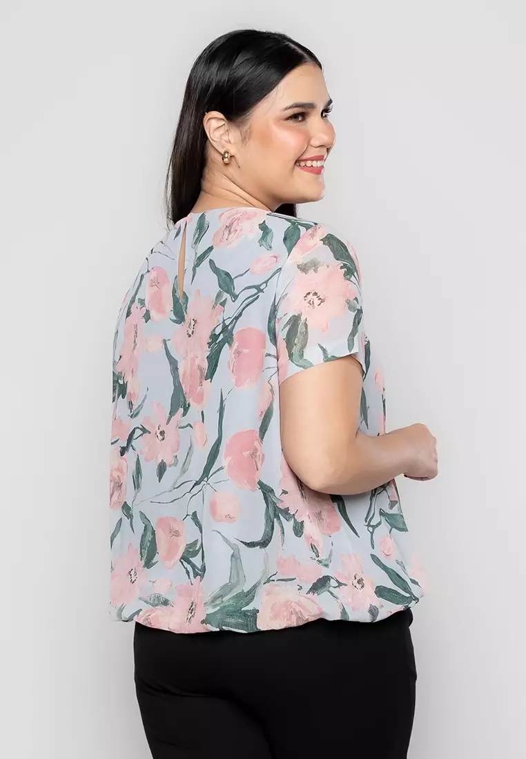 Milly Plus Size Laurence Blouse in Floral  Print
