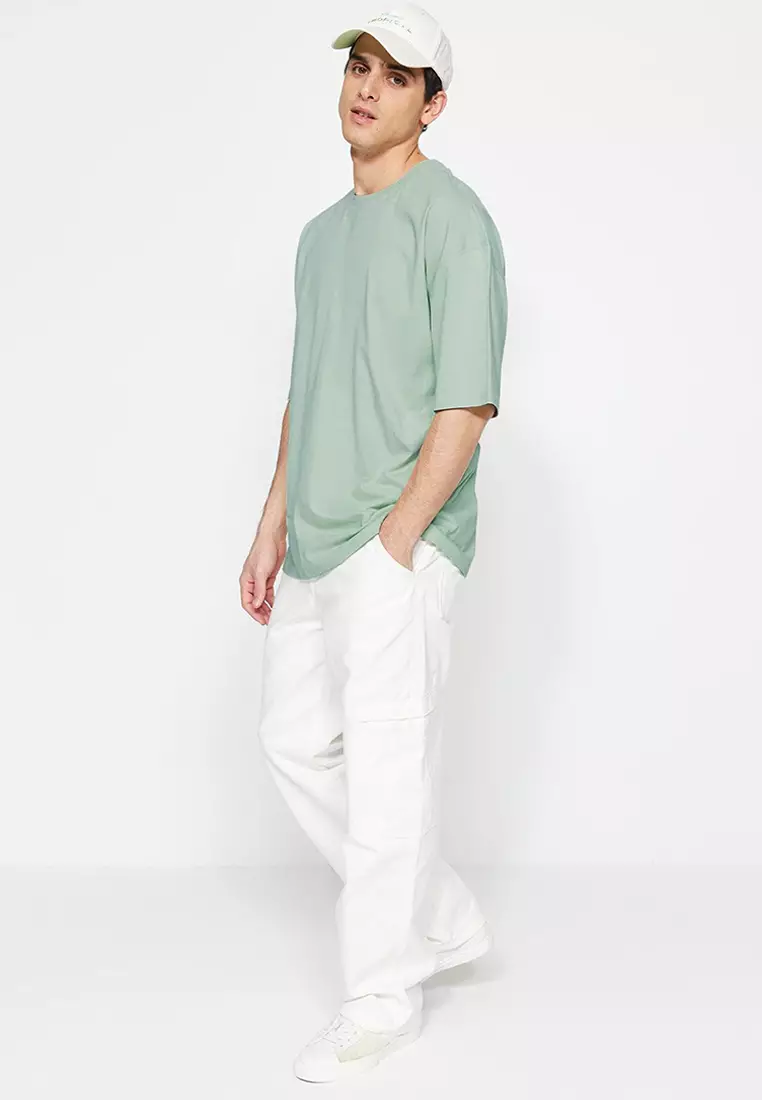 Dark Mint Oversize Basic T-Shirt 100% Cotton Short Sleeve