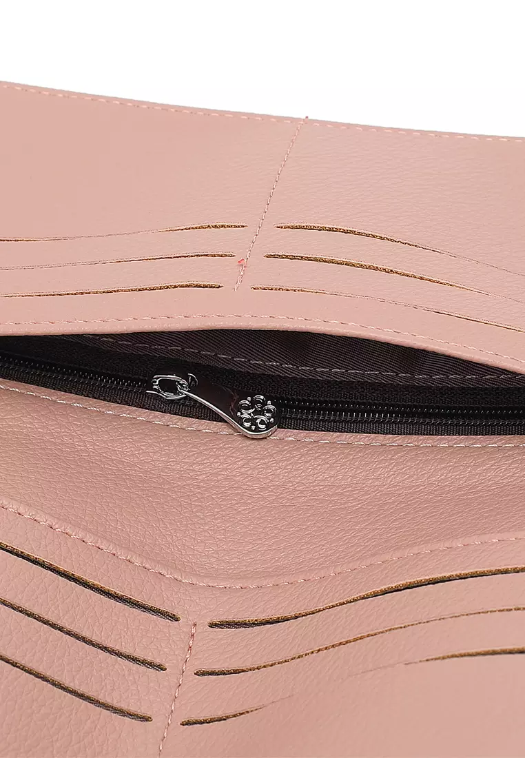 2 In 1 Long Purser with Coin Purse - Pink