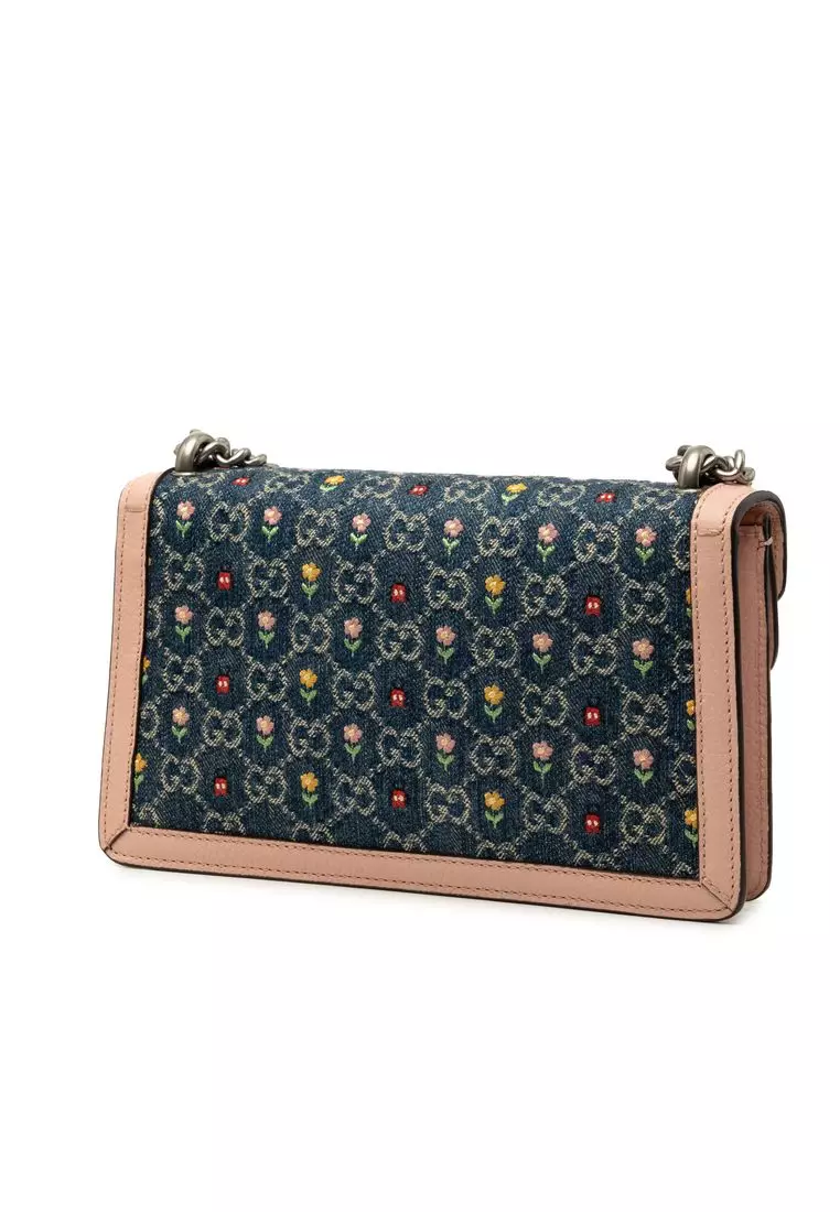 Pre-Loved Gucci Limited Edition Medium Gg Denim Embroidered Floral Dionysus Crossbody