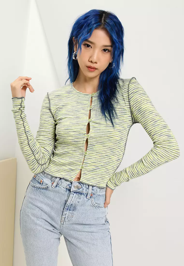 Horn button crop cardigan topshop online