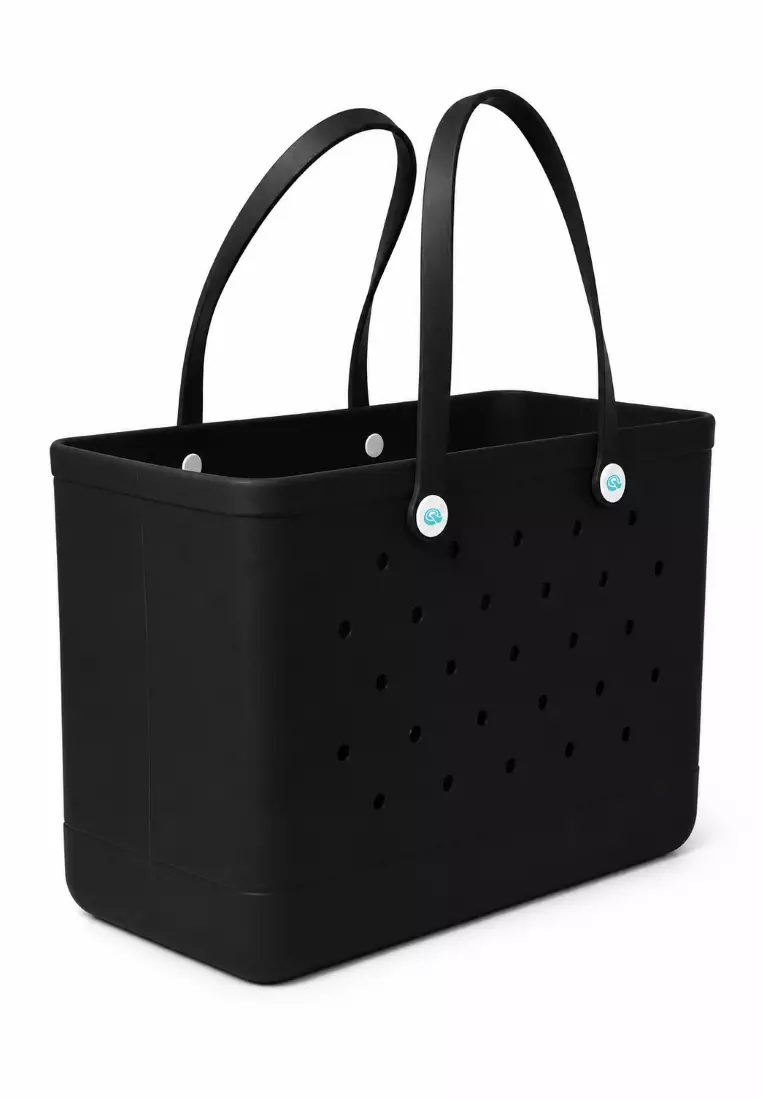 Heavy-Duty Waterproof EVA Rubber Tote Bag Utility Grocery Bag Washable Beach Bag - Onyx