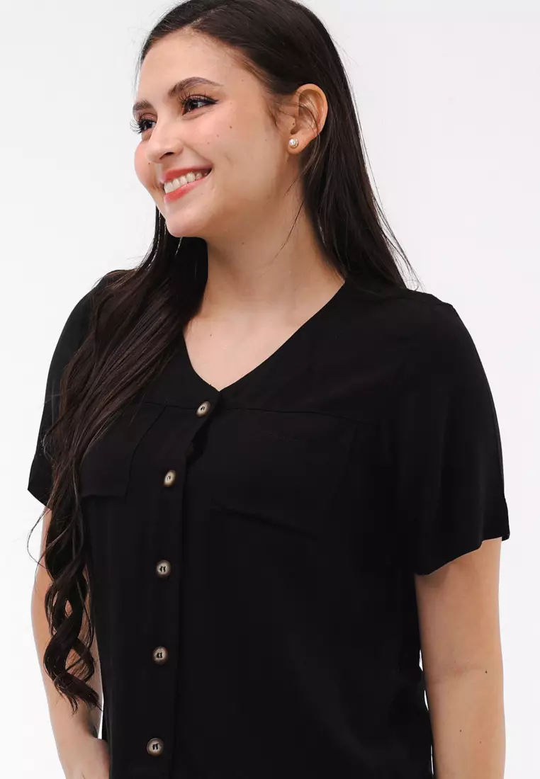 Soft Linen Woven Short Sleeves Blouse