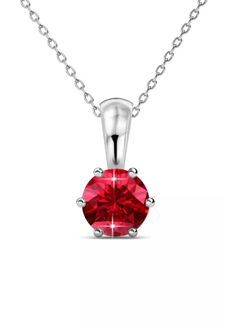 Birth Stone Pendant July Ruby - Kalung Crystal Swarovski by Her Jewellery