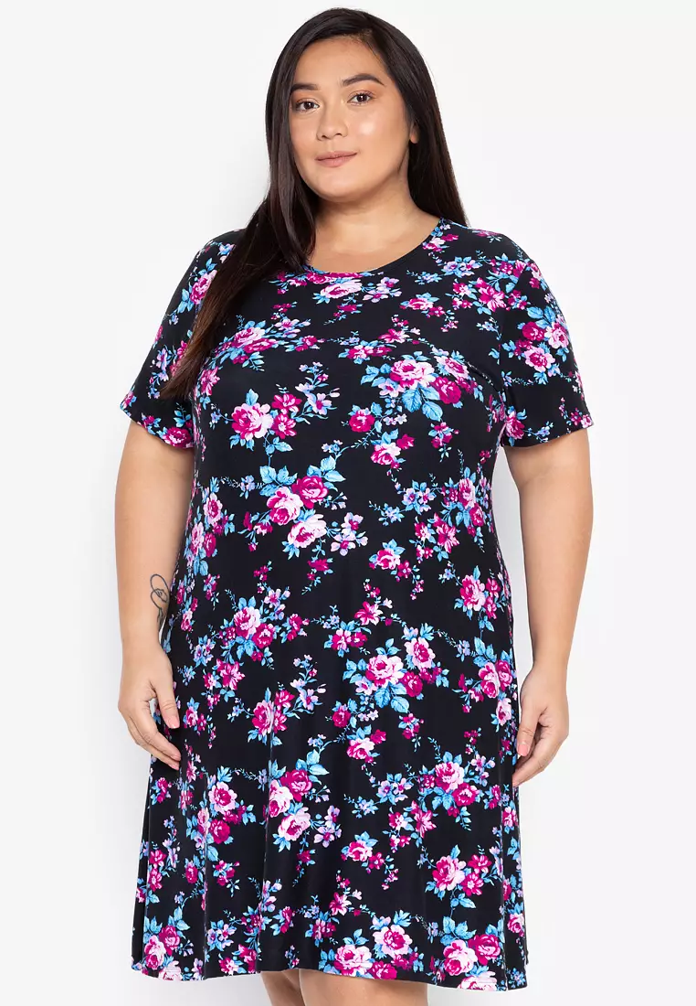 Buy Maxine Plus Size Dress Short Sleeves Cotton Knit 2024 Online