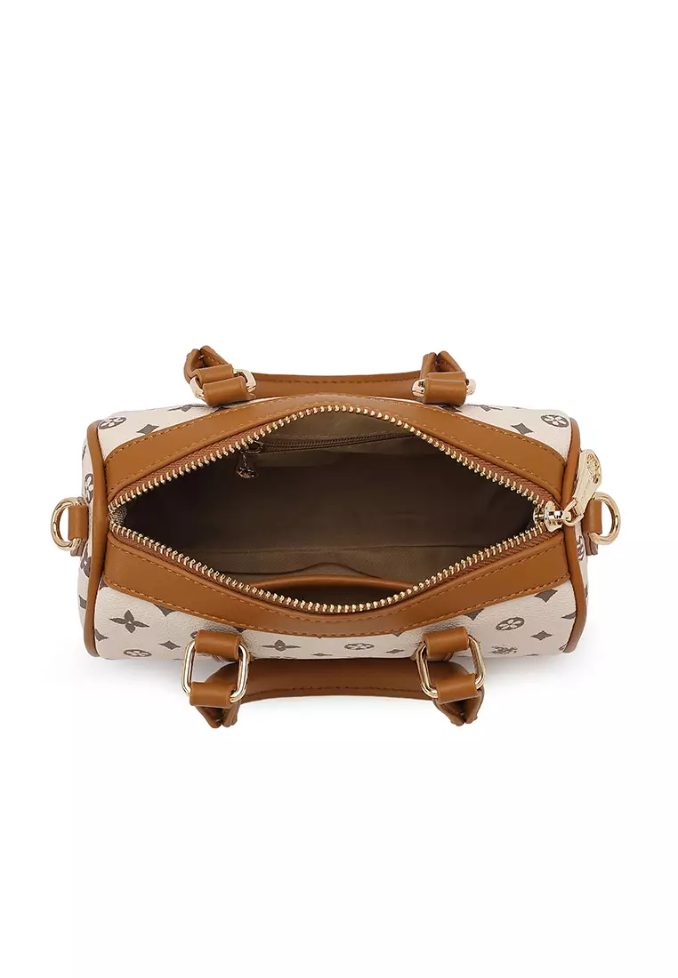 Women's Monogram Top Handle Bag / Sling Bag / Crossbody Bag - Khaki