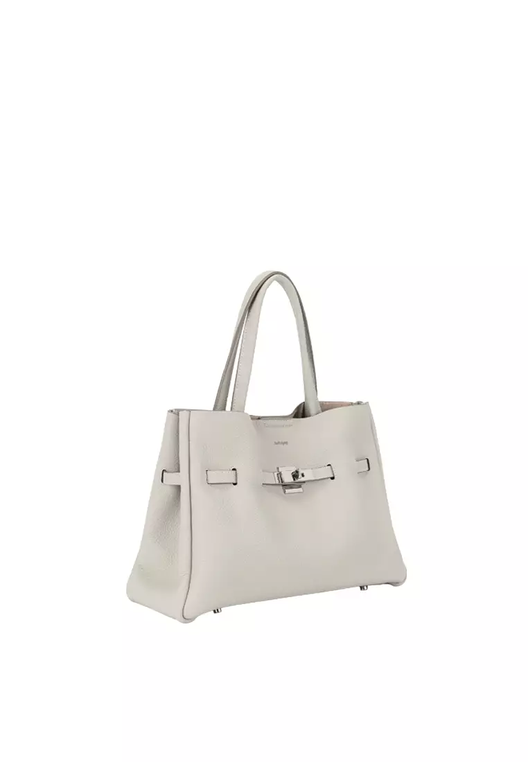 SAOIRSE Soft Structural Belt Tote Bag - Light Grey