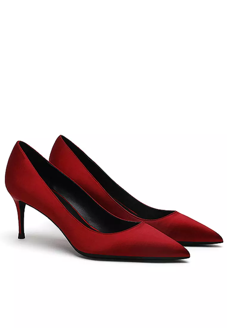 6CM Silk Fabrics Pointed High Heel Shoes HZL163