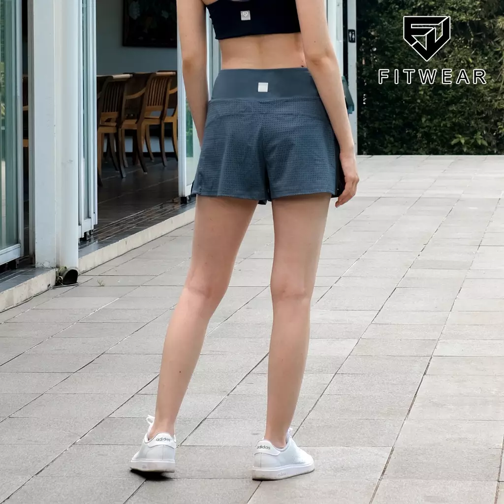 Fitwear Celana Pendek Olahraga Wanita MANON PORED BREATHABLE - INDIGO BLUE