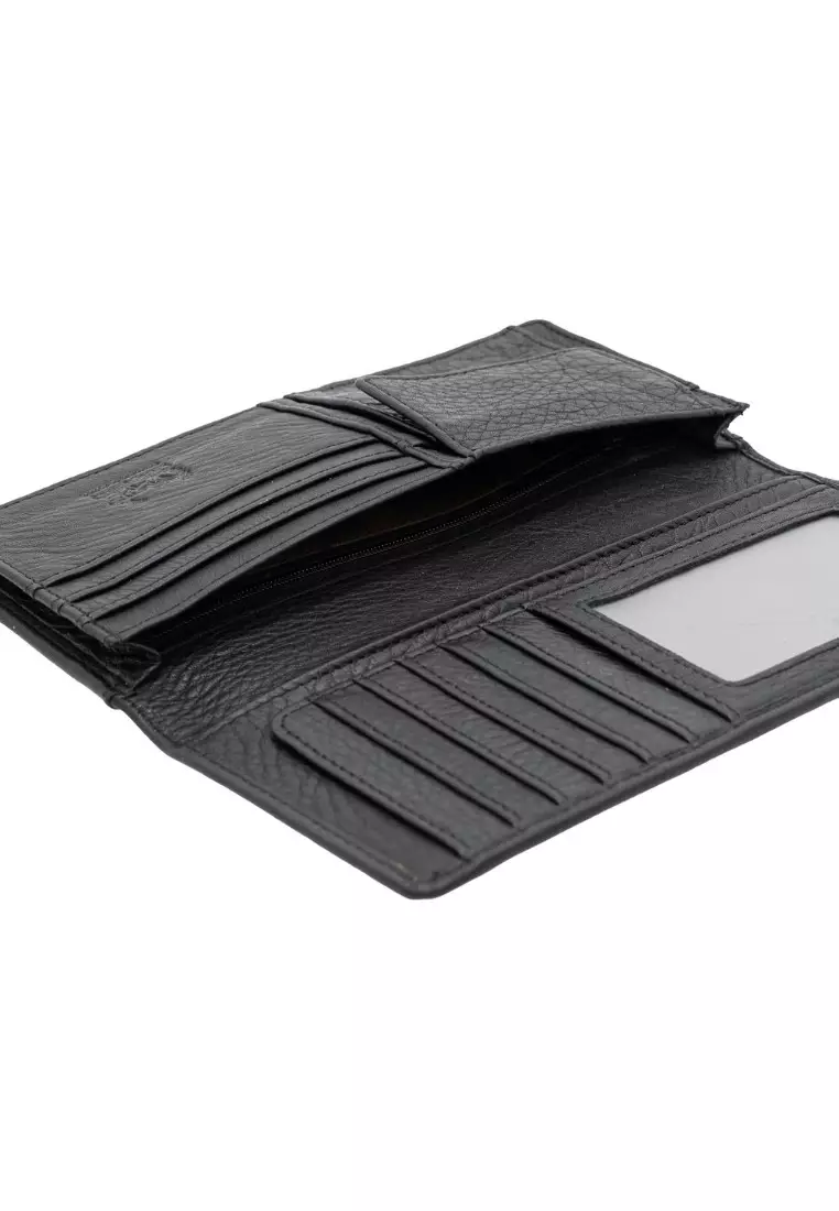 Grain Leather RFID Bi-Fold Long Coin Wallet for Men PWB 20576