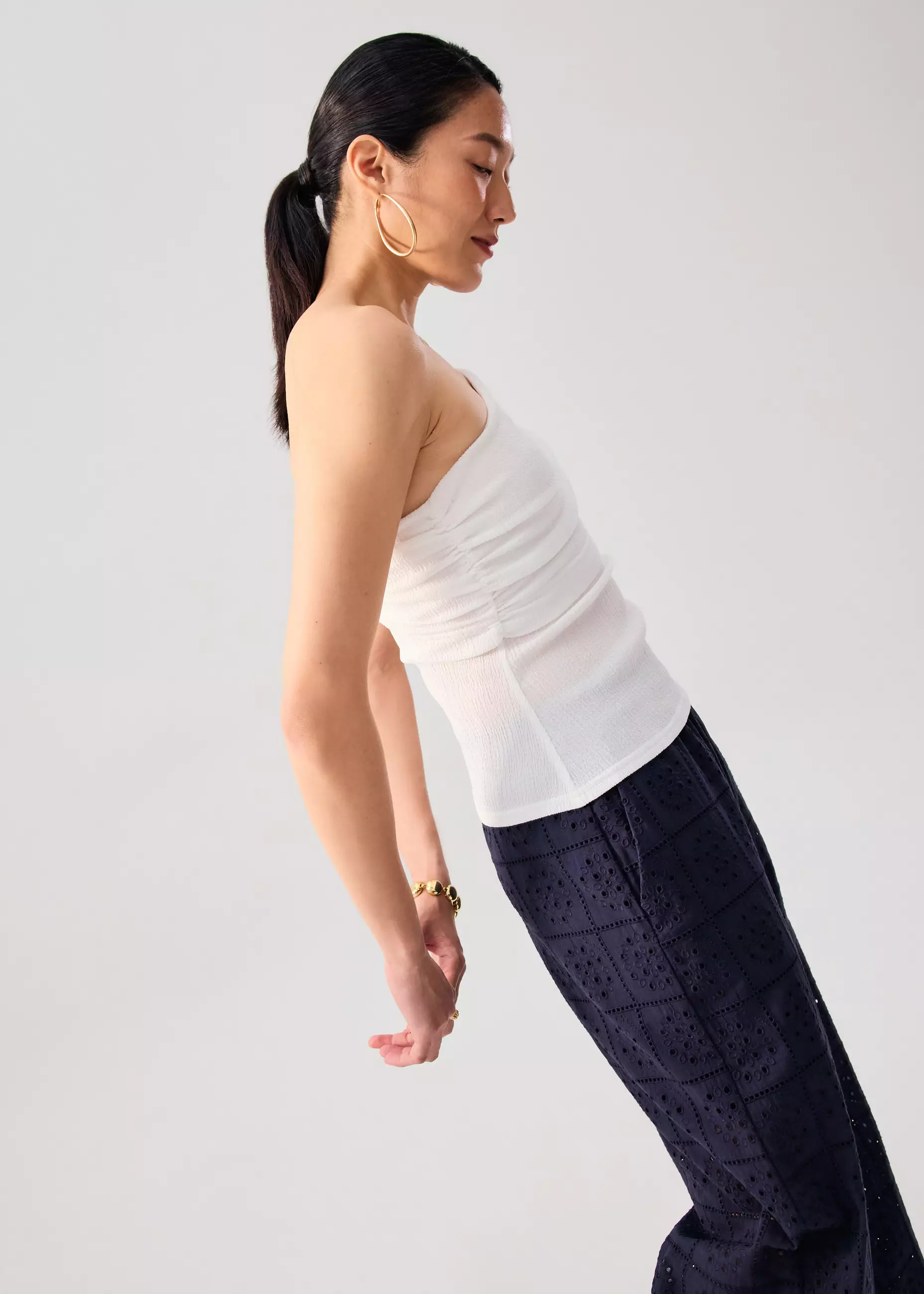 Atasan Wanita - Crinkled Jersey Asymmetric Fitted Top