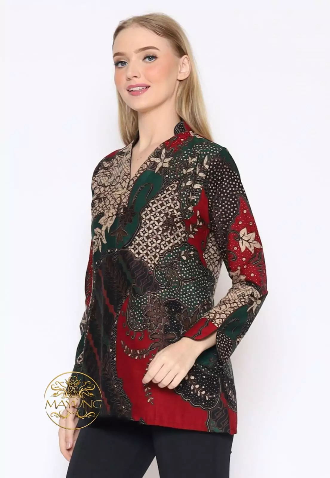 Blouse Batik Dominik Ijo Premium Slimfit Elegant