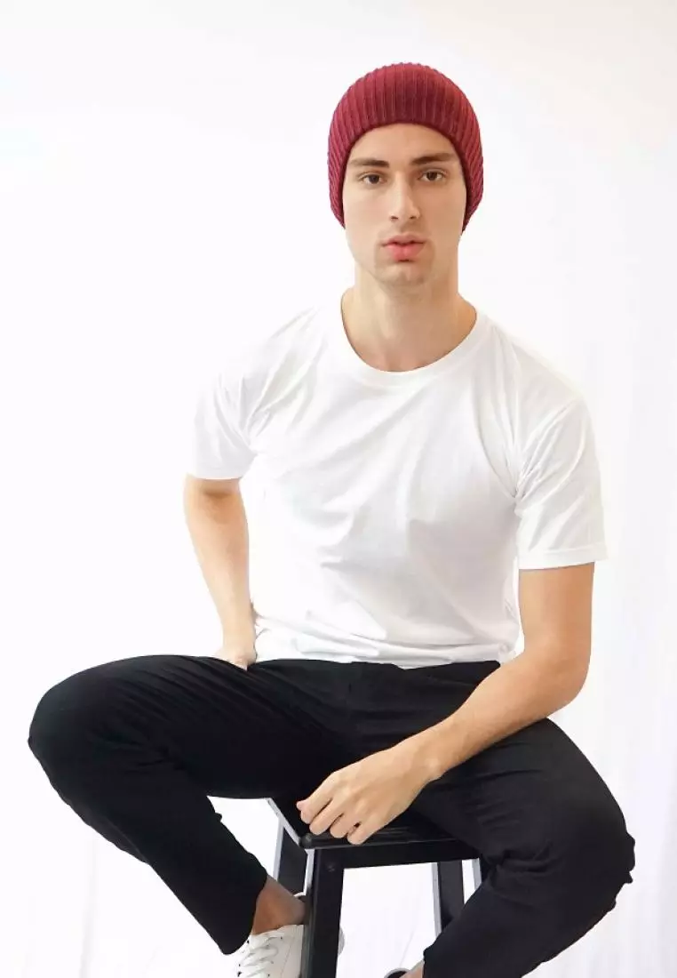 Houseofcuff Topi Kupluk Rajut Beanie Hat Polos Topi Gunung Marun tua