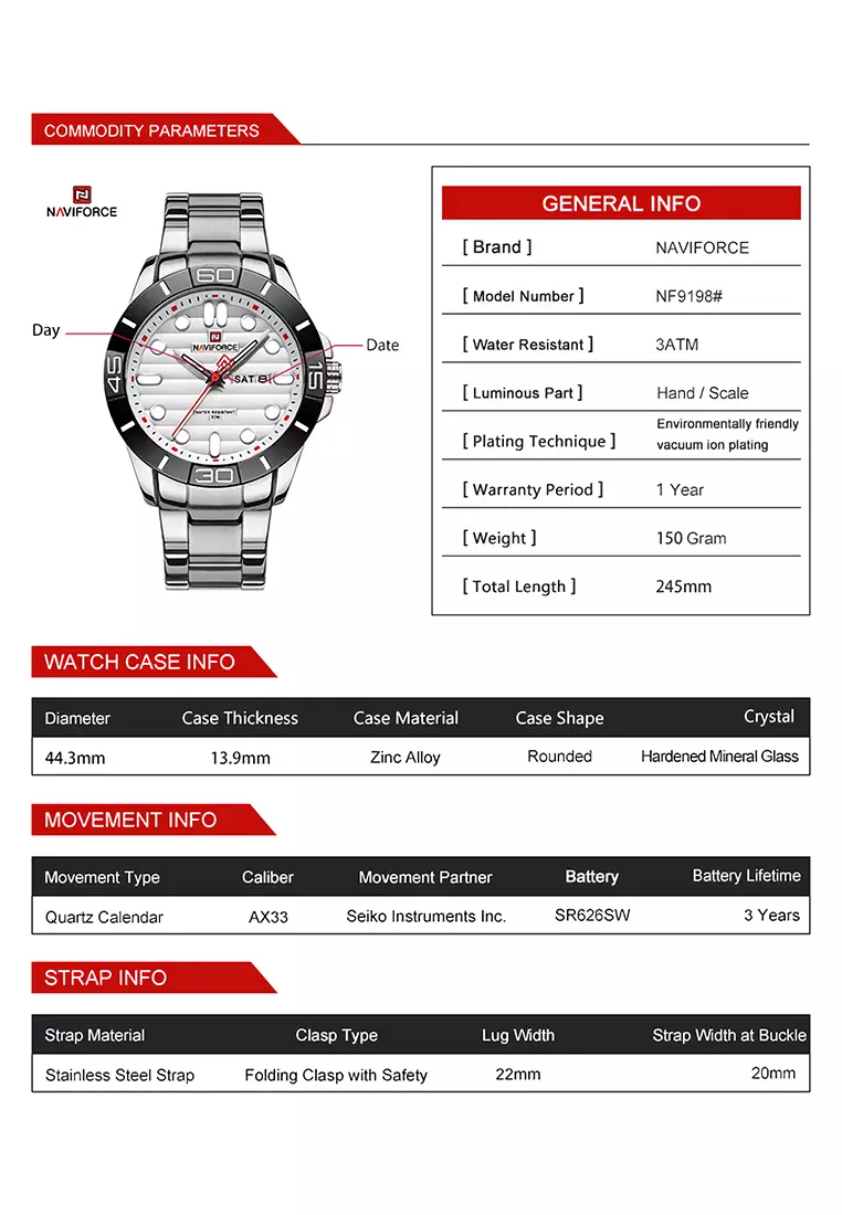 Naviforce - Jam Tangan Pria - Rosegold Blue - Stainless Steel - NF9198