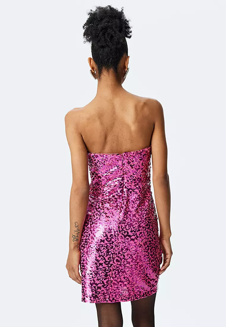 Sweetheart Neckline Sequins Mini Dress