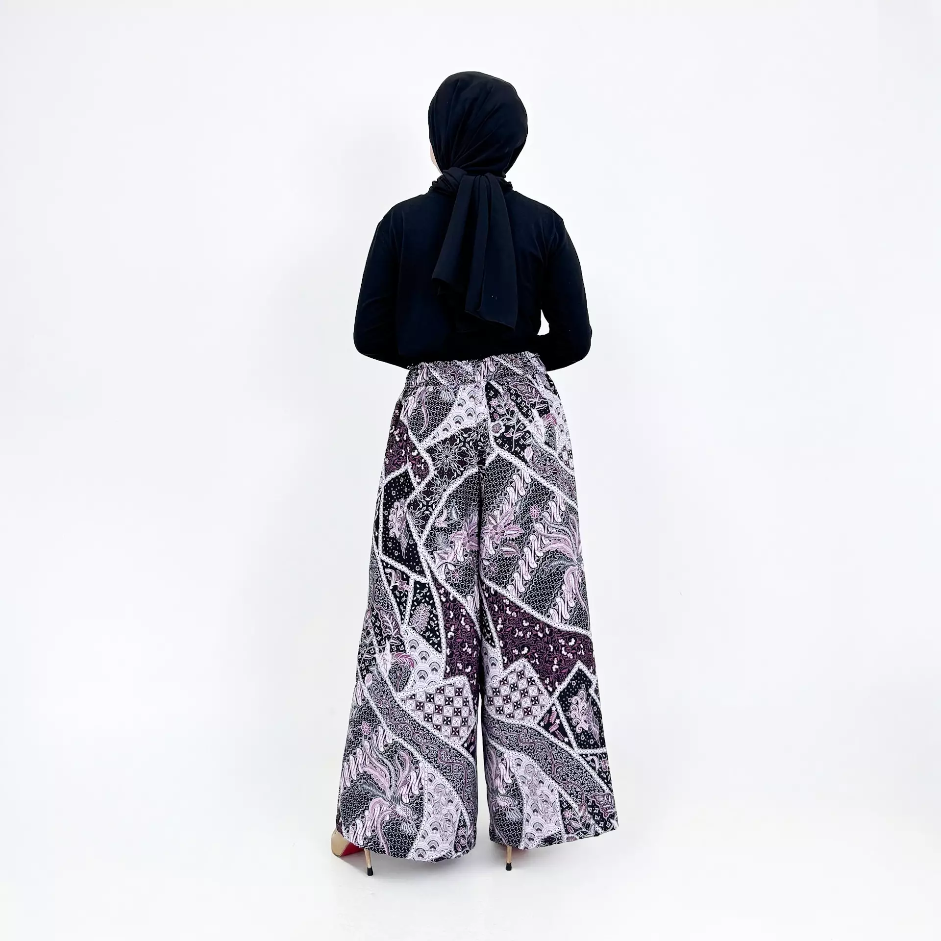 Celana Batik Ashley Premium DARK PURPLE Kulot Basic Formal Wanita Flare