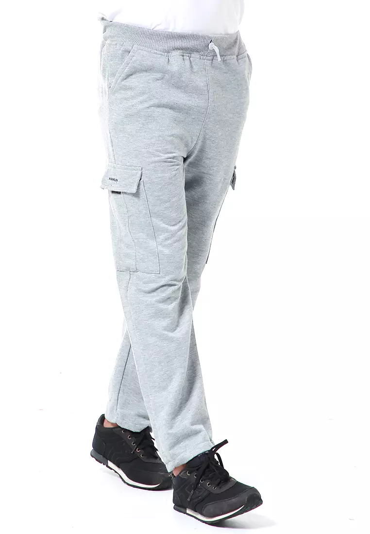Nemanja Celana Cargo Panjang Pria Training Olahraga Sweatpants Polos Material Fleece ORIGINAL - Misty Gray