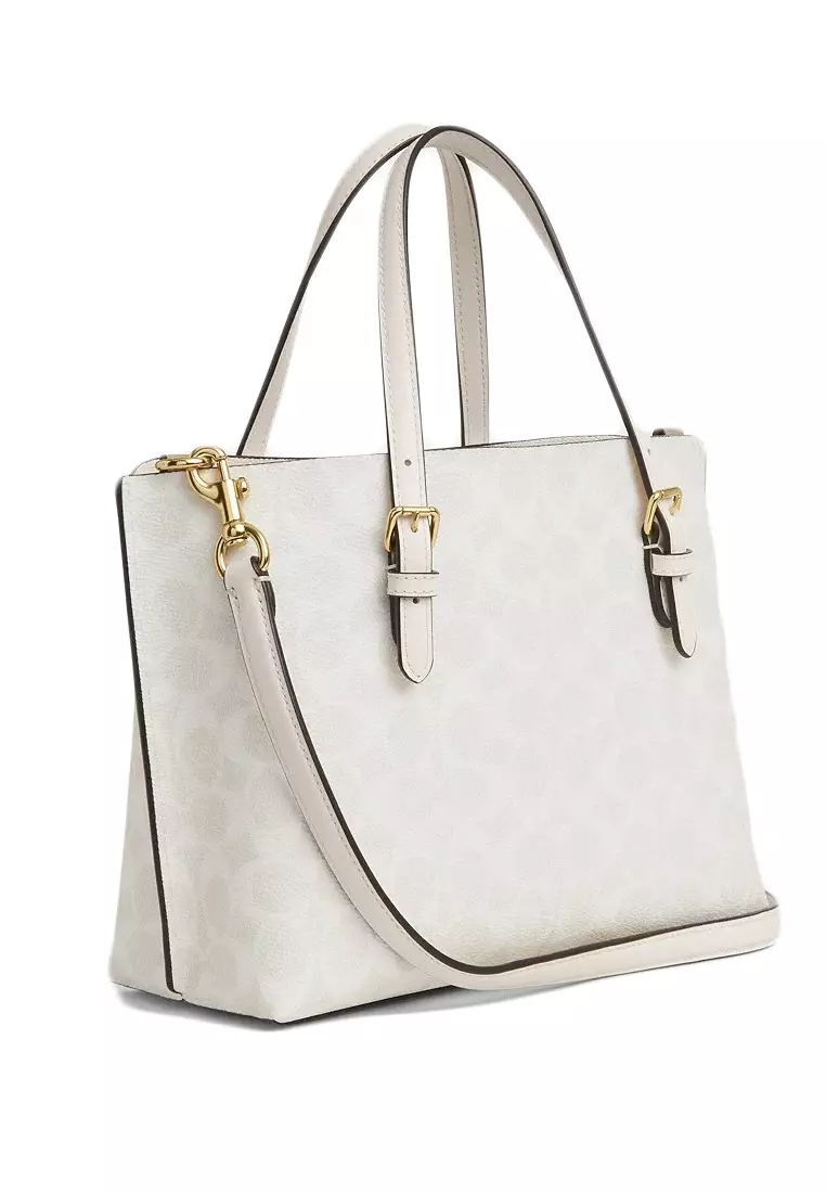 Coach Mollie Tote 25 In Signature Canvas - White