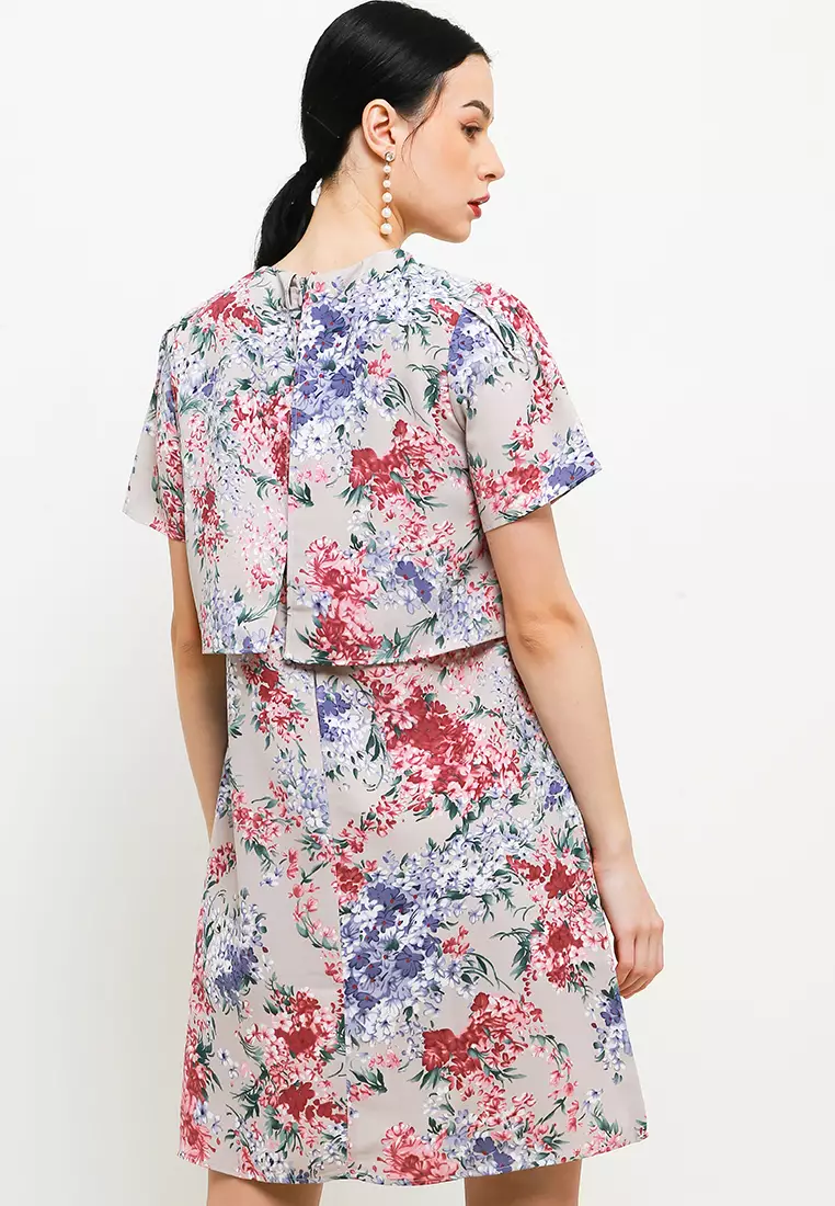 Tirsha Dress In Beige Floral Print