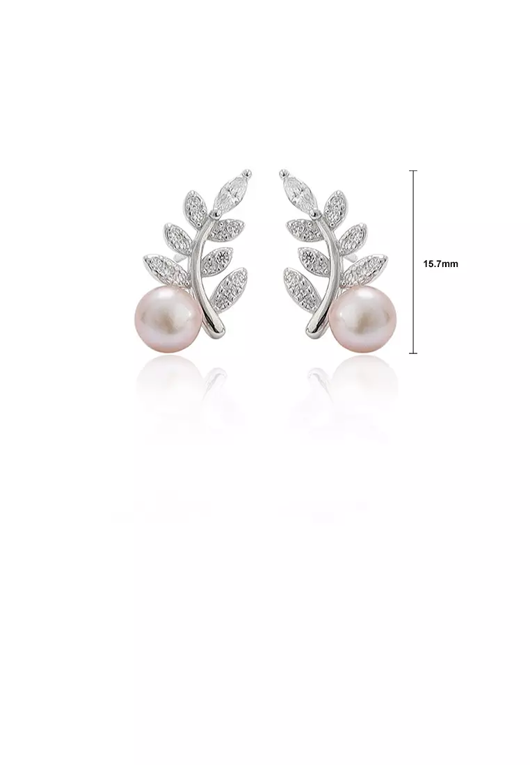 Buy Glamorousky 925 Sterling Silver Fashion Simple Leaf Purple