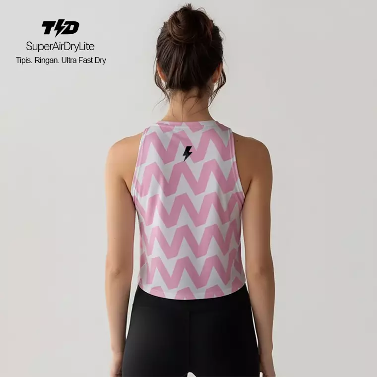 TDACTIVE Crop tank running lari padel superairdrylite "big zigzag" baby pink LSE86