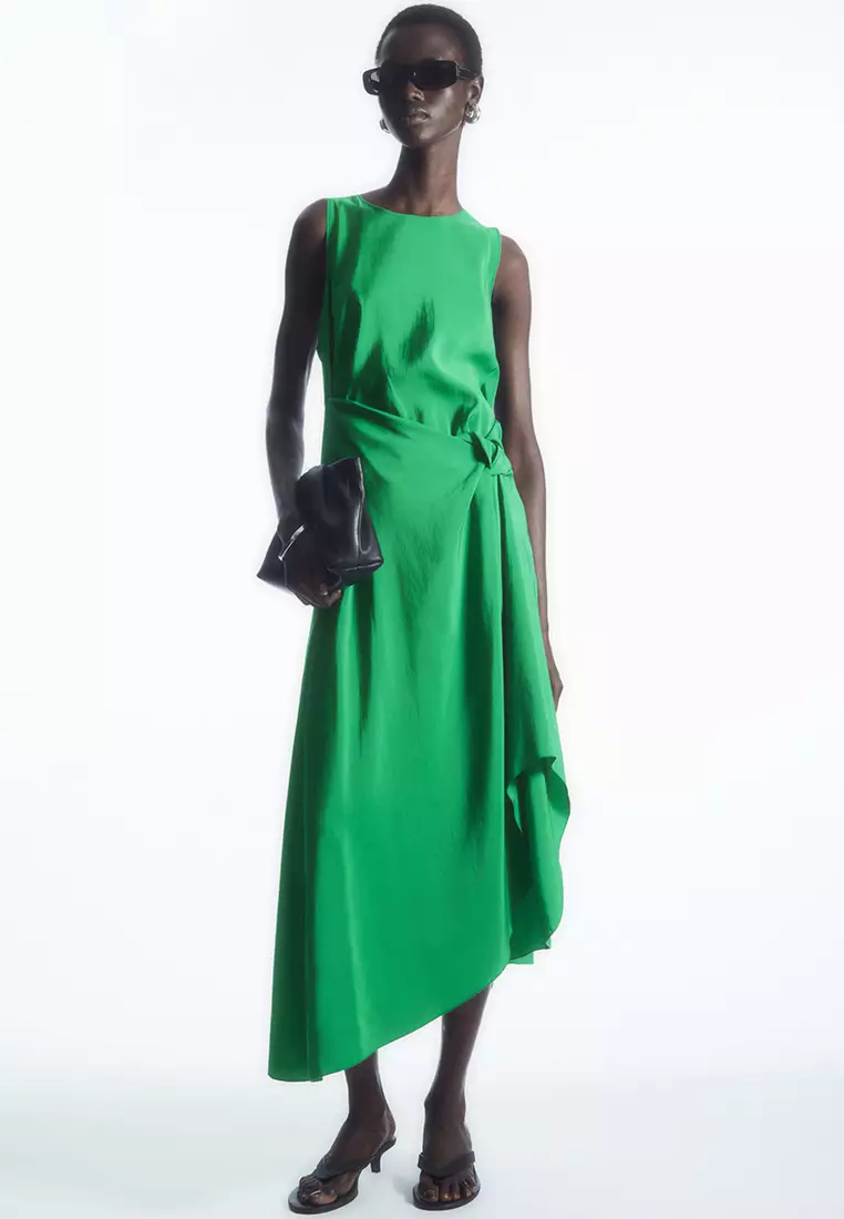 Buy COS Knotted Wrap-Front Midi Dress 2023 Online | ZALORA Singapore