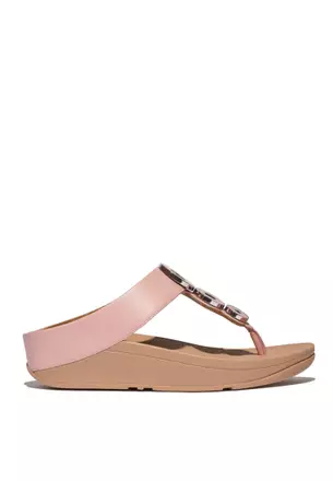 Fitflop Women F-Mode Leather-Twist Flatform Toe-Post Sandals |HG1-B09| Rosy Coral main image 0