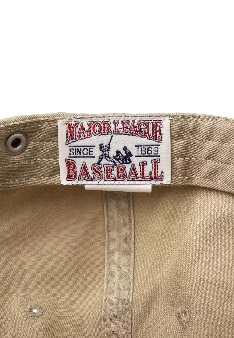 ★MLB Korea★ Varsity Vintage Cursive Color Block Unstructur Varsity Vintage Cursive Stitch Logo Unstructured Ball Cap