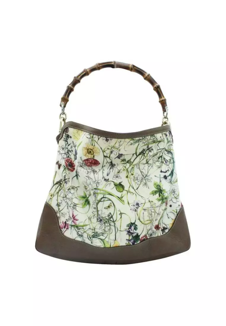 Gucci bamboo floral discount bag