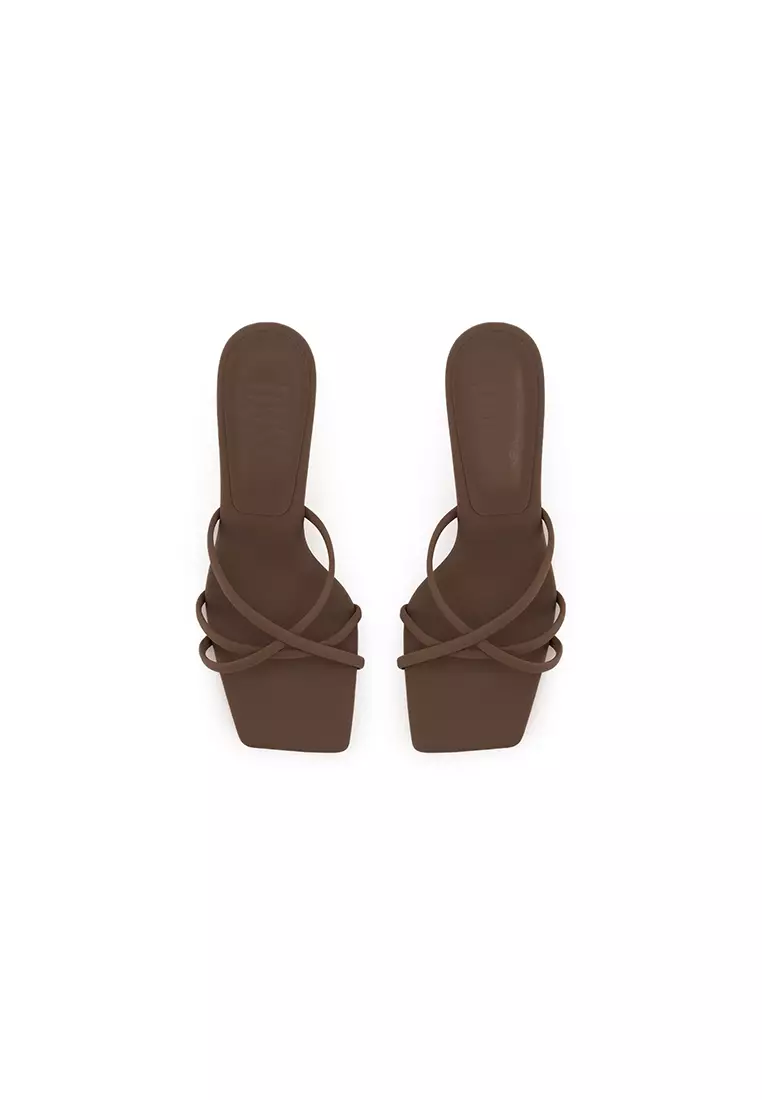 CLOUDFOAM STRAPPY BLOCK HEEL SLIDE方頭踝帶粗跟拖鞋