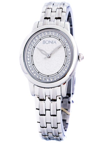 Bonia BNB10157-2317 - Jam Tangan Wanita - Putih Silver - Stainless Steel