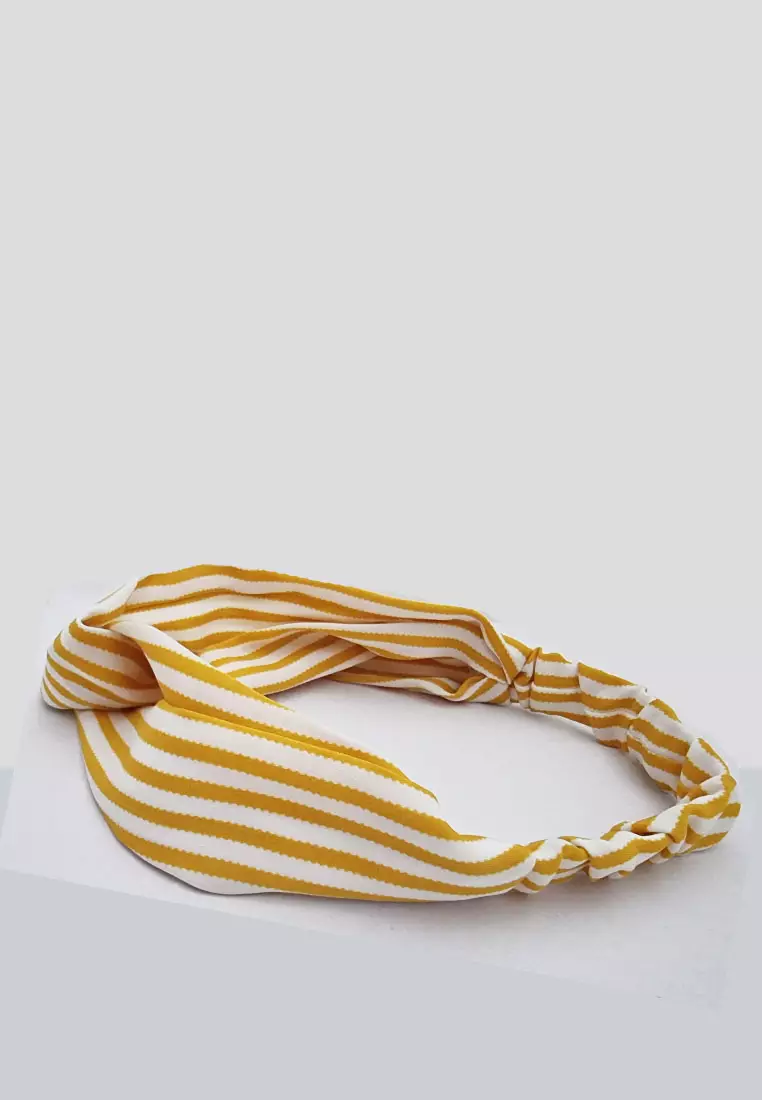 Curvey Lines Twisted Style Headband Yellow