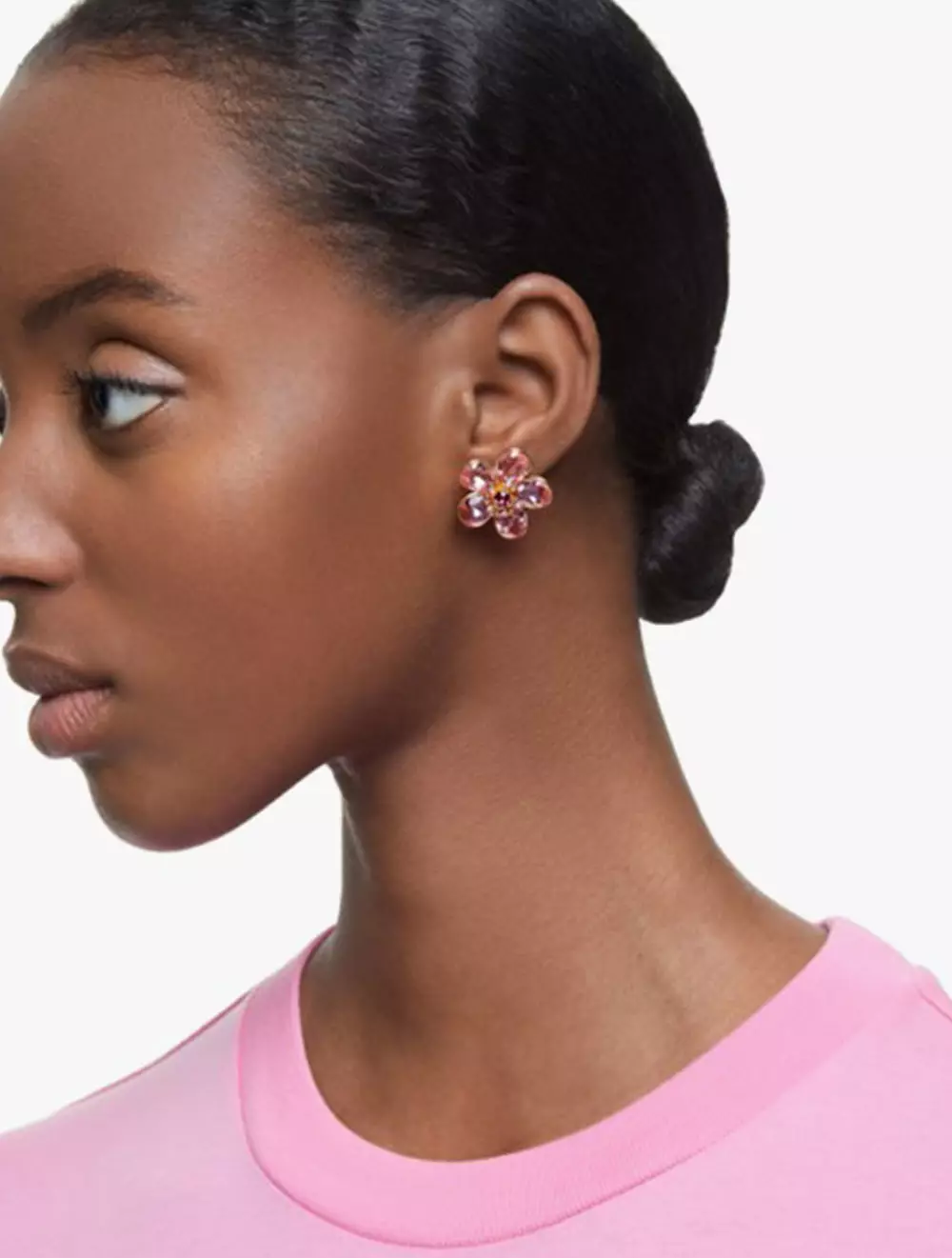 Florere Stud Earrings, Flower, Pink, Gold-Tone Plated - Pink