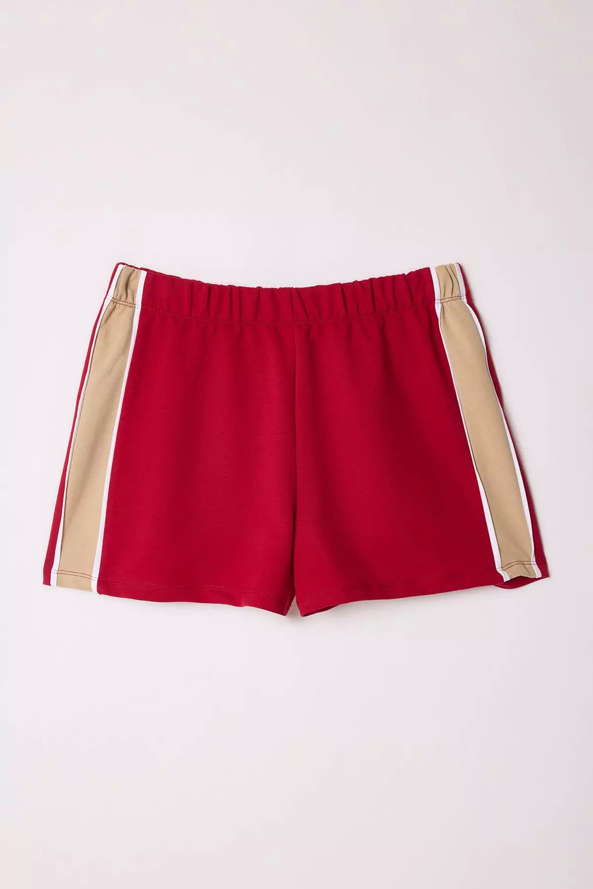 Burgundy Color Block Mini Shorts & Bermuda TWOSS25SR00063