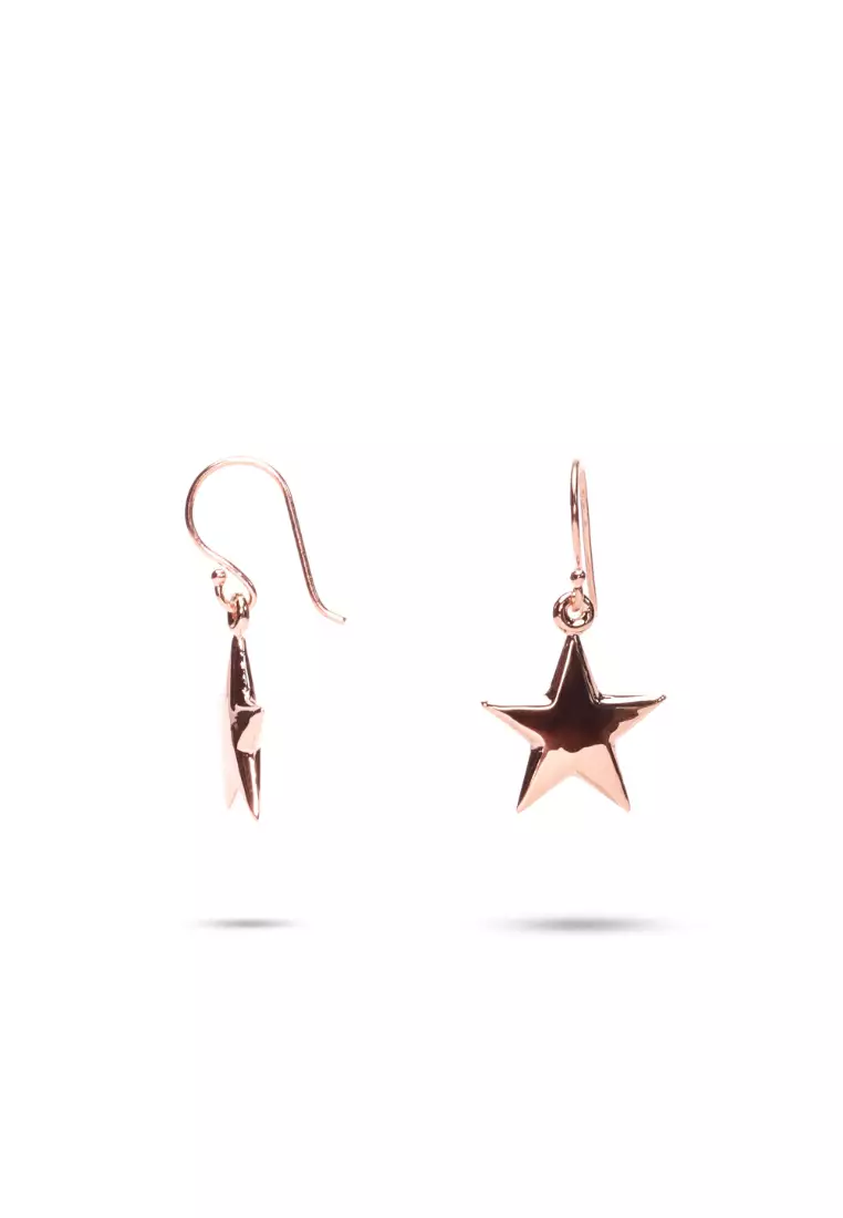 Gold star top dangle earrings