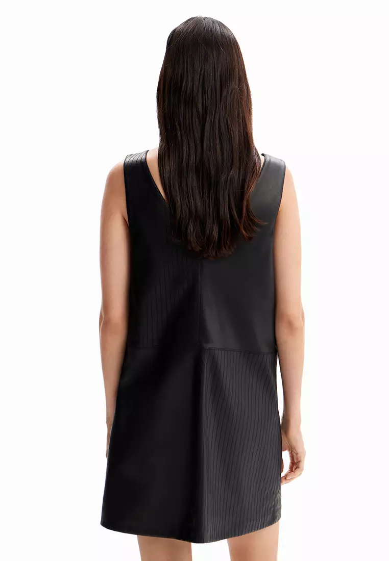 Desigual Woman Leather-effect pinafore dress.