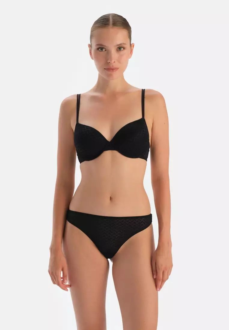Black Thong, Geometric Print, Underwear for Women