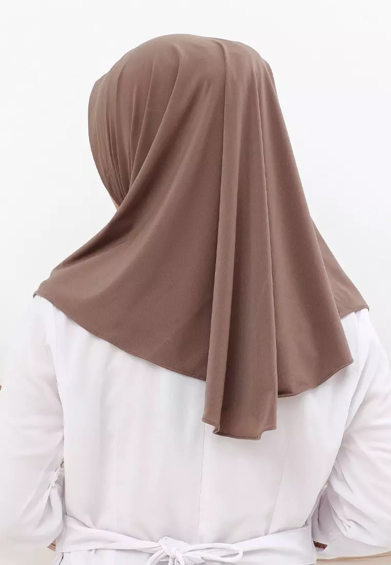 Hijab Jilbab Instan Bergo Super Jersey Cool Tech Wanita Choco Brown