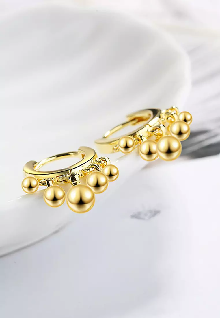 BULLION GOLD Boho Ball Charm Huggie Earrings