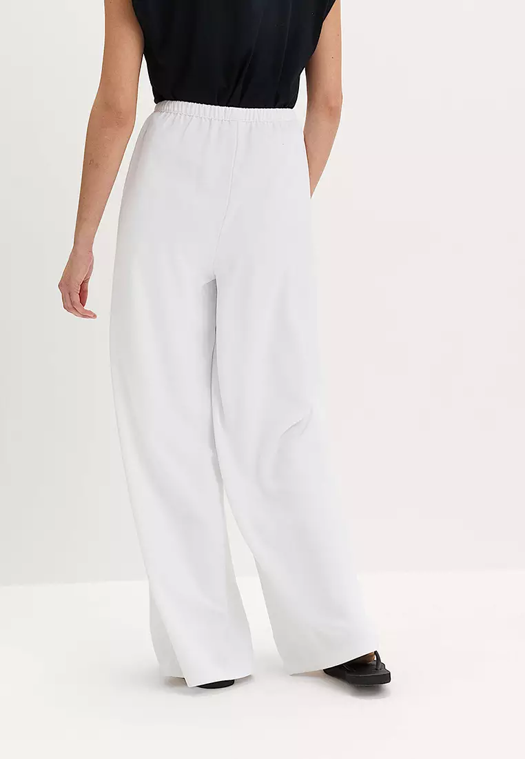 Crepe Elasticated Waist Wide Leg Trousers