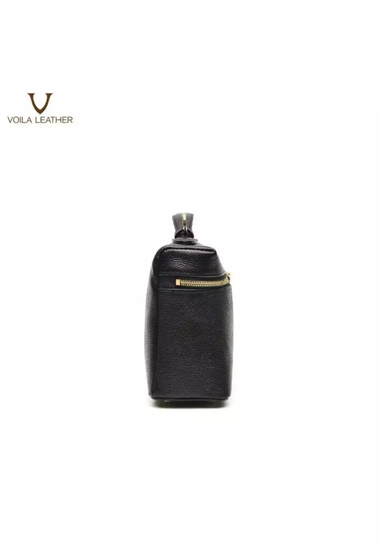 VOILA LEATHER Tas Tangan Tas Selempang Wanita Kulit Asli Genuine Leather Hand Bag Sling Bag NAVA Black