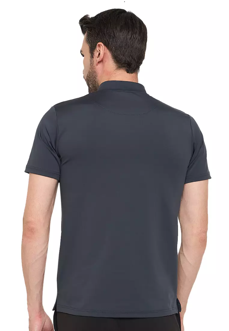 Kaus Desainer Kerah Cina Athleisure Pria  Grey Luxe