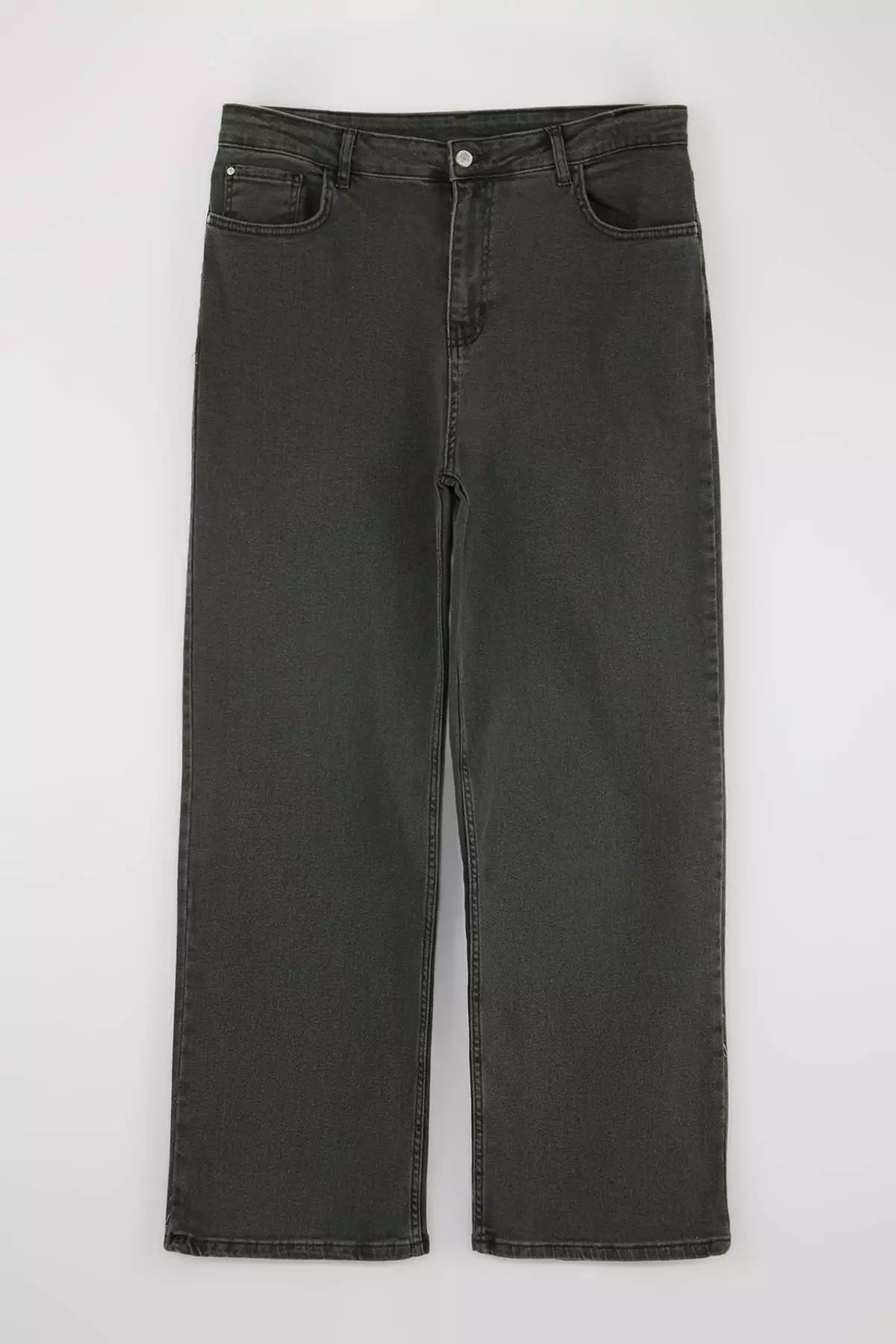 Green High Waist Wide Leg Plus Size Wide Leg Jeans Tbbaw23Cj00020