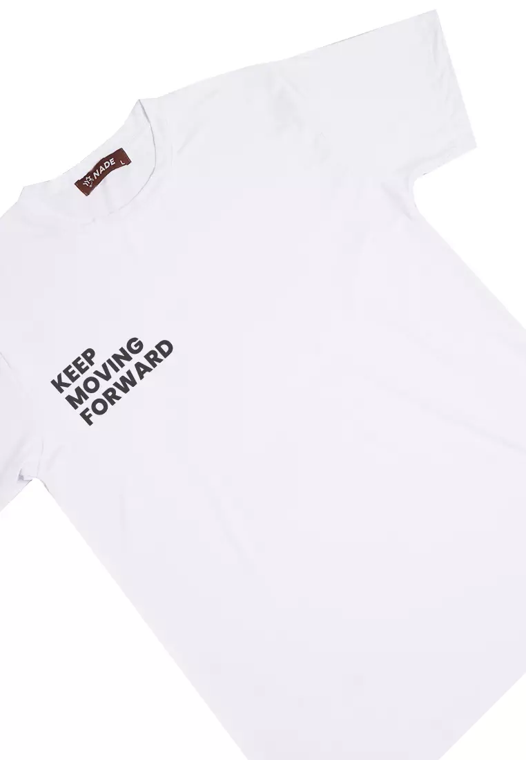 NTD93 Kaos Gym Stretch Nade "keep moving forward" putih