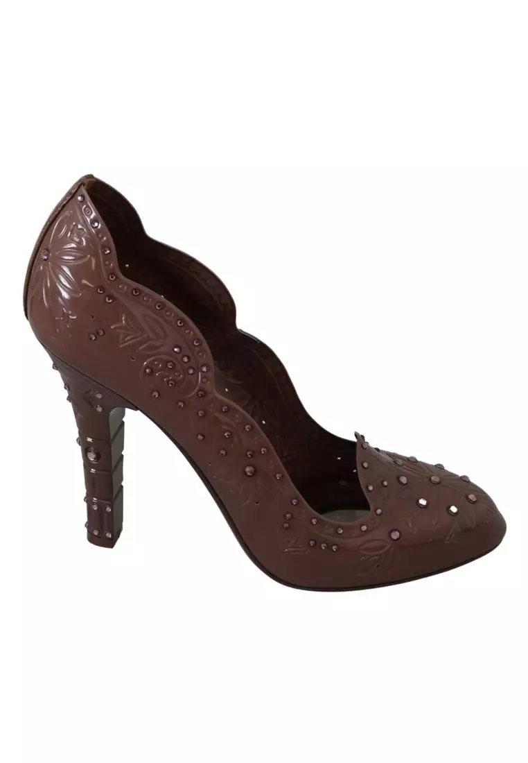 Buy Dolce Gabbana Dolce Gabbana Brown Floral Crystal Heels