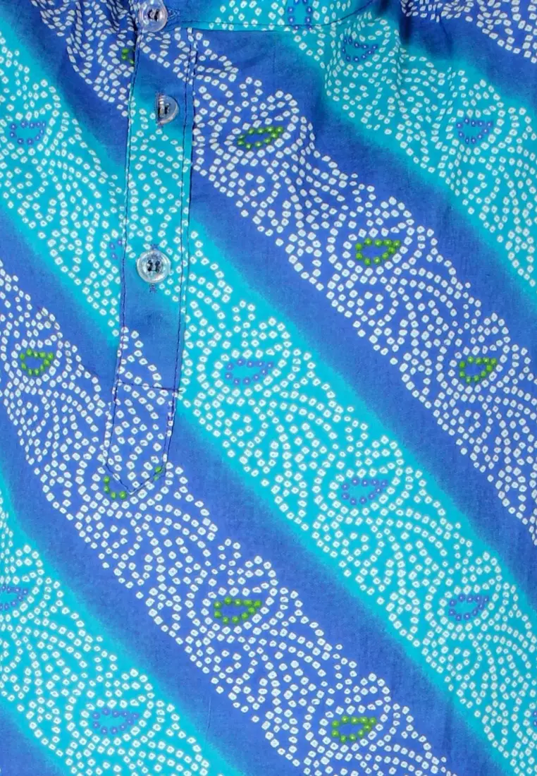 经典蓝色 Lehariya 男孩睡衣库尔塔套装