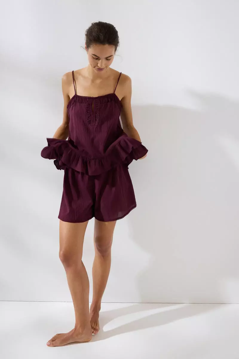 Lace-trimmed cotton pyjamas