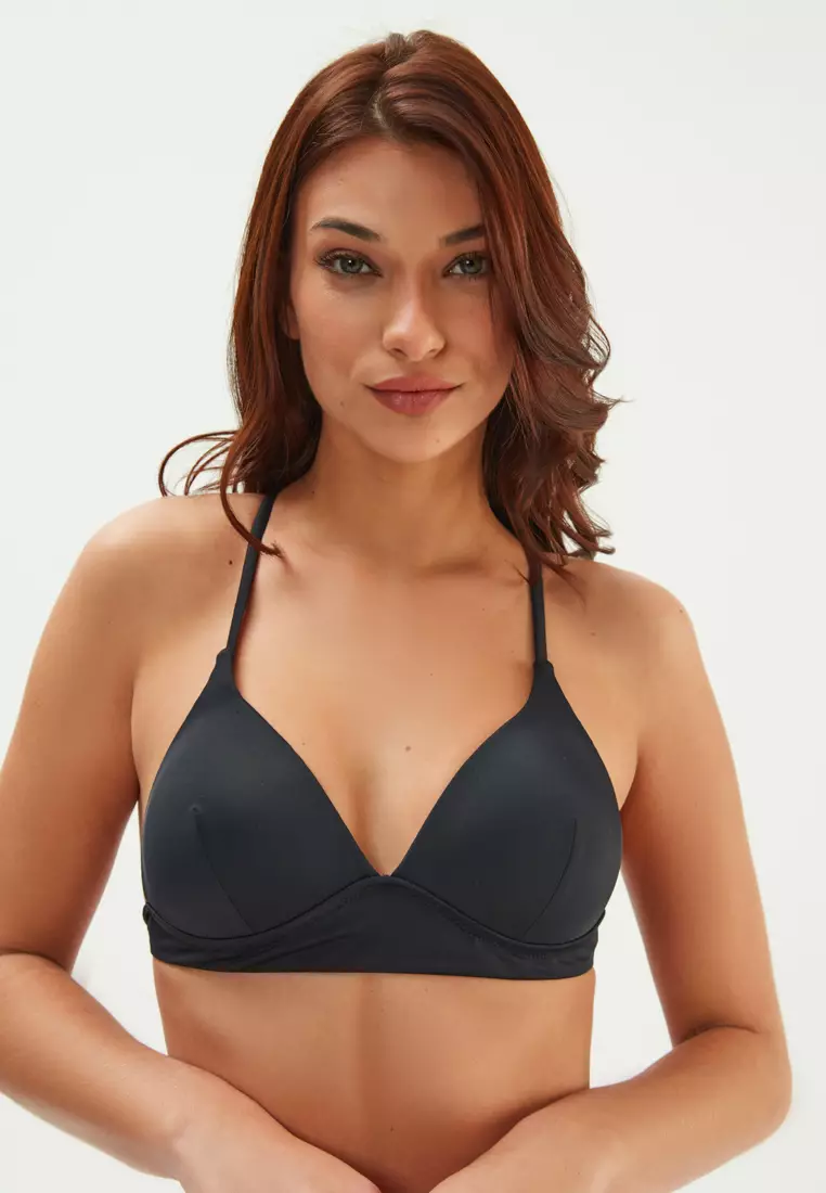 Selina Crossed Back Bikini Top Black