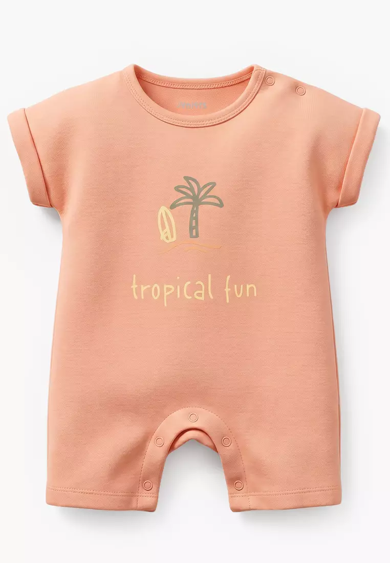 Babyshop Pack Of 3 Juniors Round Neck Short Sleeves Romper With Snap Button Closure