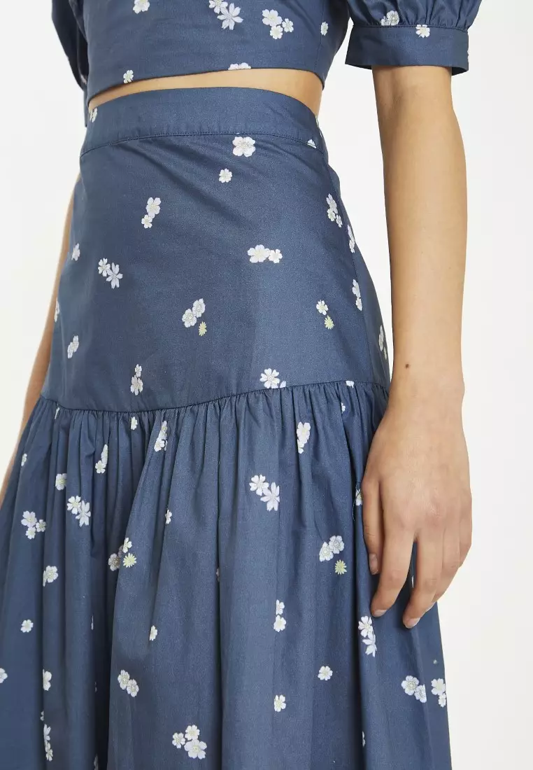 Dropped Waist Midi Skirt